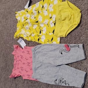 Carter's Girls brand new romper and bodysuit with pants outfit
